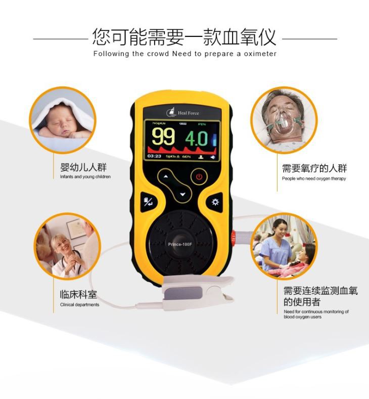 Heal Force Prince-100F Handheld Pulse Oximeter With Real-Time Measurements
