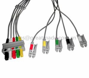 Juego de cables de ECG Siemens SC9000 ECG compatible, 5 cables, Grabber, IEC, 40IN y 2 pines