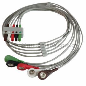Compatible con Mindray ECG Leadwire Set, 5-Lead, Grabber, IEC / AHA, 40IN y 2pin