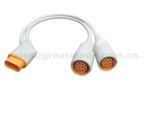 Cable Adaptador IBP compatible con Drager / Siemens, 16PIN-> Conector redondo 10PIN