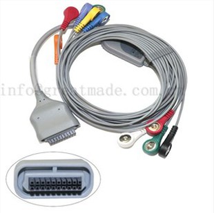 Compatible con EDAN DX12 Holter ECG Cable 10 Lead 20pin Cable Ecg de una pieza y conector Leadwire Snap