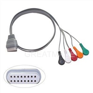 Holter Grabador ECG Cable paciente 16 Pin 5 Cables Snap 4.0 IEC Estándar compatible con Edan Holter Recorder Machine SE-2003 2012
